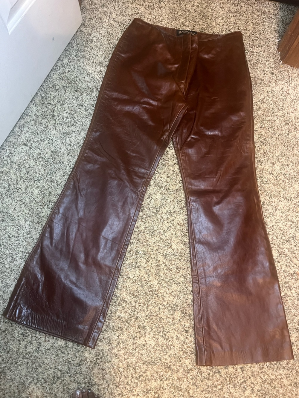 Y2K Women Brown Leather Pants